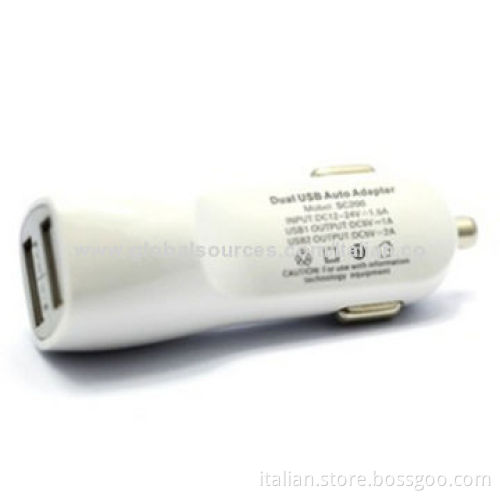 Dual USB Ports Car Chargers for iPhone, iPad with 5V/2.1A Output